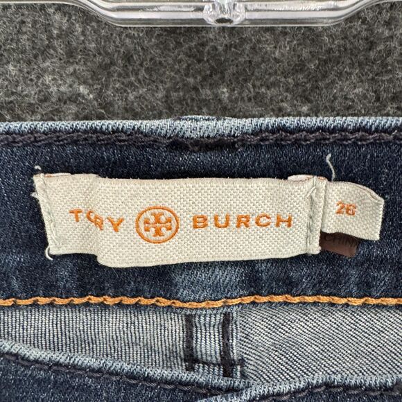 Tory Burch Jeans Womens 26 Blue Cropped Skinny Denim Stretch Mid Rise Casual - Picture 3 of 12